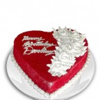 send 1 Kg Red Velvet Heart Shape Cake  delivery